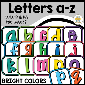 Alphabet Clipart Letters Lowercase Bright Colors by Having Fun First