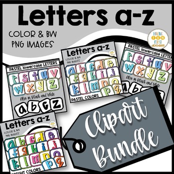 Preview of Alphabet Clipart Letters Tiles Lowercase Pastel and Bright Colors Bundle
