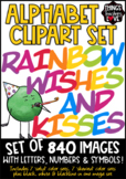 Alphabet Clipart Set, 'RAINBOW WISHES AND KISSES' Theme (8