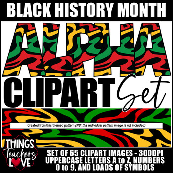 Preview of Alphabet Clipart Set-Letters, Numbers, Symbols- BLACK HISTORY MONTH SET 19 of 20