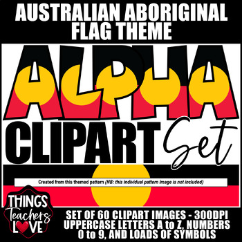 Preview of Alphabet Clipart Set with Letters, Numbers, Symbols - AUSTRALIAN ABORIGINAL FLAG