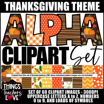 Preview of Alphabet Clipart Set with Letters, Numbers and Symbols - THANKSGIVING DECOR