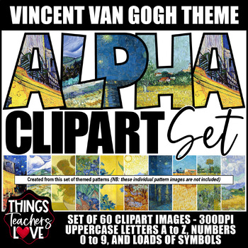 Preview of Alphabet Clipart Set with Letters, Numbers and Symbols - VINCENT VAN GOGH