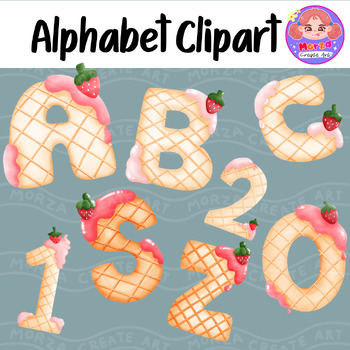 Preview of Alphabet Clipart | Strawberry Cream A-Z, 0-9