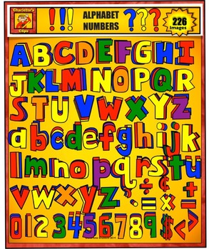 Preview of Alphabet Clip art rainbow colors:letters, numbers, and symbols