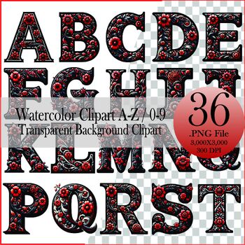 Preview of Alphabet Clipart,letters png,alphabet png,Watercolor Clipart,Transparent backgro