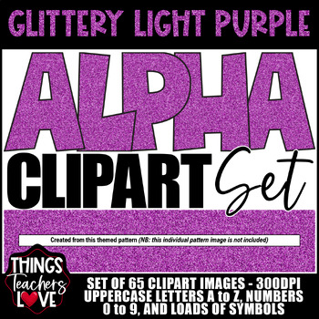 Preview of Alphabet Clipart x65 (Letters/Numbers/Symbols) - ASSORTED COLORS BRIGHT GLITTER