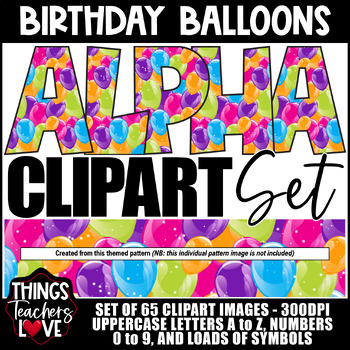 Preview of Alphabet Clipart x65 (Letters/Numbers/Symbols)- BIRTHDAY BALLOONS/HAPPY BIRTHDAY