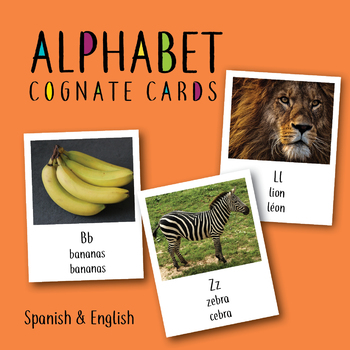 Preview of Alphabet Cognate Cards English and Spanish ESL