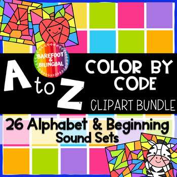 Preview of Alphabet Color By Code Clipart - A to Z GROWING BUNDLE **LIGHTNING DEAL**