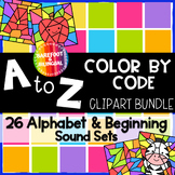 Alphabet Color By Code Clipart - A to Z GROWING BUNDLE **L