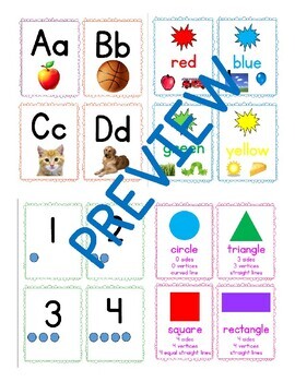 Preview of Alphabet/Color/Number/Shape Flashcards