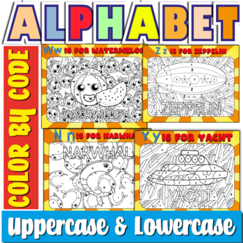 Preview of Alphabet Color by Code, Letter Recognition Activities (Uppercase and Lowercase)