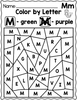 Alphabet Color the Letter Worksheets for Letter ID by A Dab of Glue Will Do