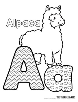 alphabet coloring book by preschool mom teachers pay teachers