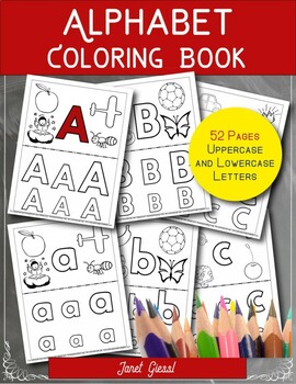 Alphabet Coloring Book by Janet's Educational Printables | TpT