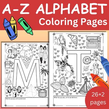 Alphabet Coloring Book - A To Z Pages - ABC Worksheet - Morning Work