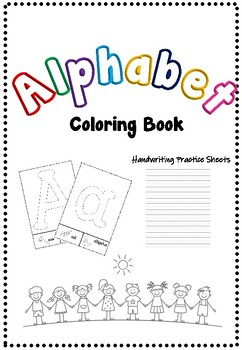Preview of Alphabet Coloring Book with Handwriting Practice Sheets, Printable