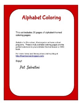 Alphabet Coloring Pages by I Heart Books Too | Teachers Pay Teachers
