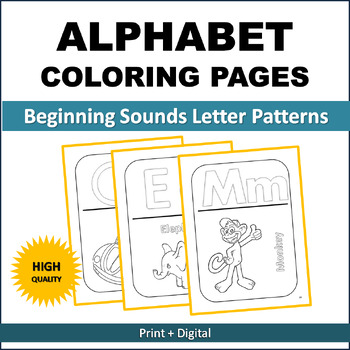 Preview of Alphabet Coloring Pages - Coloring letters with pictures to color