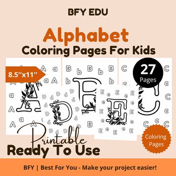 Preview of Alphabet*Coloring Pages For Kids 8.5x11 27 pages