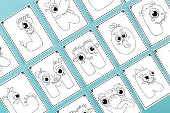 Alphabet Coloring Pages | Monster Letters Coloring Sheets by Spring Girl