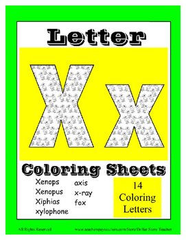 alphabet coloring pages for the letter x beginning sound