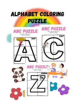 Preview of Alphabet Coloring Puzzle Set, Print, color, laminate, cut and start puzzling