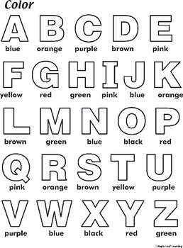 alphabet coloring worksheet by maple leaf learning tpt