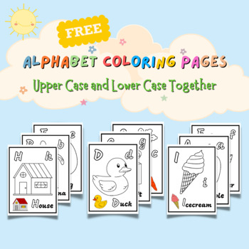 Preview of Alphabet Coloring pages Upper Case and Lower Case Together (FREE)
