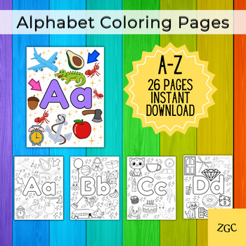 Preview of Alphabet Colouring Bundle, ABC Activity Sheets, Early Learner, INSTANT DOWNLOAD