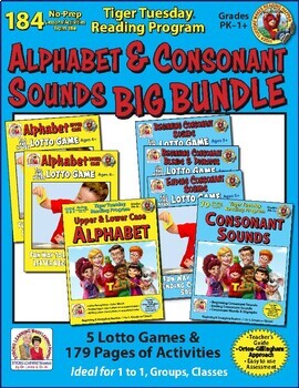 Preview of Alphabet & Consonants Bundle-Tiger Tuesday Reading Resources-Distance Learning