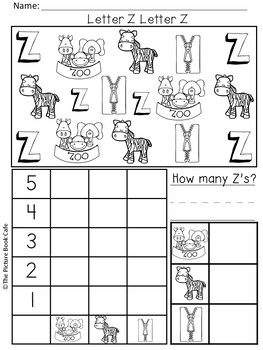 Alphabet Count and Graph Worksheets by The Picture Book Cafe | TPT