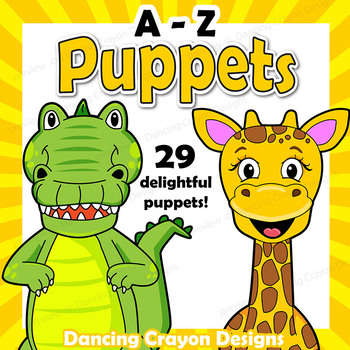 Preview of Alphabet Craft Activity A - Z Animal Puppets - Paper Bag Puppet Template BUNDLE