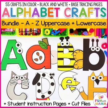 Preview of Alphabet Letter Crafts BUNDLE | A to Z Uppercase & Lowercase | with Cut Files