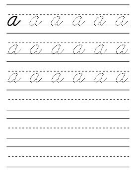 Alphabet Cursive Handwriting Practice for Capital and Lowercase Letters.