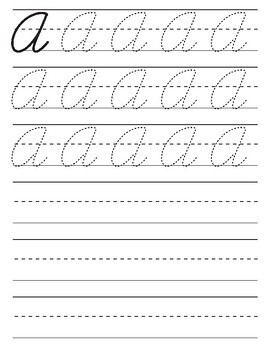 Alphabet Cursive Handwriting Practice for Capital and Lowercase Letters.
