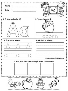 FREE Alphabet Cut and Paste Part 3 by Ninety Nine Children | TpT