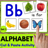 Alphabet Cut and Paste Activity with Real Pictures Beginni