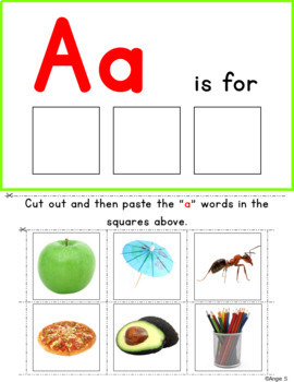 Alphabet Cut and Paste Activity with Real Pictures | Beginning Letter ...
