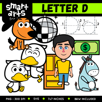 Alphabet D Clip Art by Smart Arts For Kids | Teachers Pay Teachers