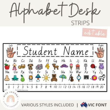 victorian modern cursive alphabet desk strips with number line name tags