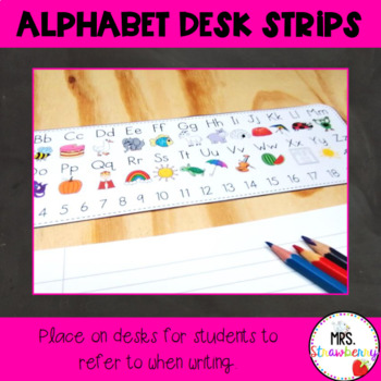 alphabet desk strips by mrs strawberry teachers pay teachers