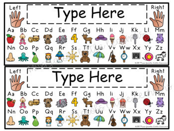 alphabet desk strips with number line student name tags editable