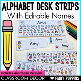 Alphabet Desk Strips with Numbers & Name Tags | EDITABLE