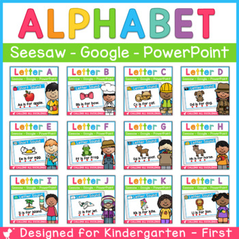 Preview of Alphabet Digital Centers and Games Bundle | Seesaw | Google Slides | PowerPoint