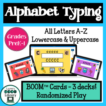 Preview of Alphabet Digital Uppercase & Lowercase Letter Typing Boom™ Cards Randomized