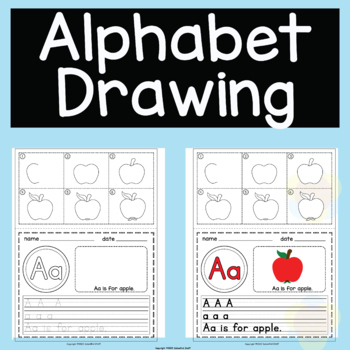 Preview of Alphabet Directed Drawing | Draw, Color and Trace the Word and Sentence