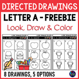 Alphabet Directed Drawings and Writing Center FREEBIE: LETTER A