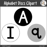 Alphabet Discs Clipart: Black, White, Grayscale